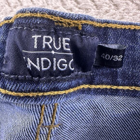 TRUE INDIGO Blue Jeans Men Size 40x32 Stretch Medium wash - Picture 12 of 14